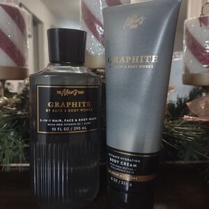 Graphite 3-in-1 Hair, Face & Body Wash and Body Cream Set - Black and Gray